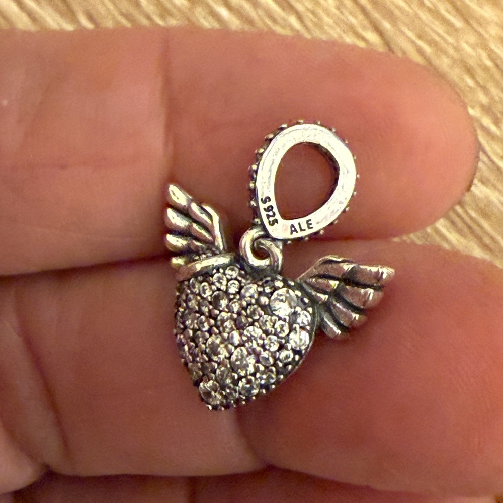 Silver Heart Winged Necklace Pendant